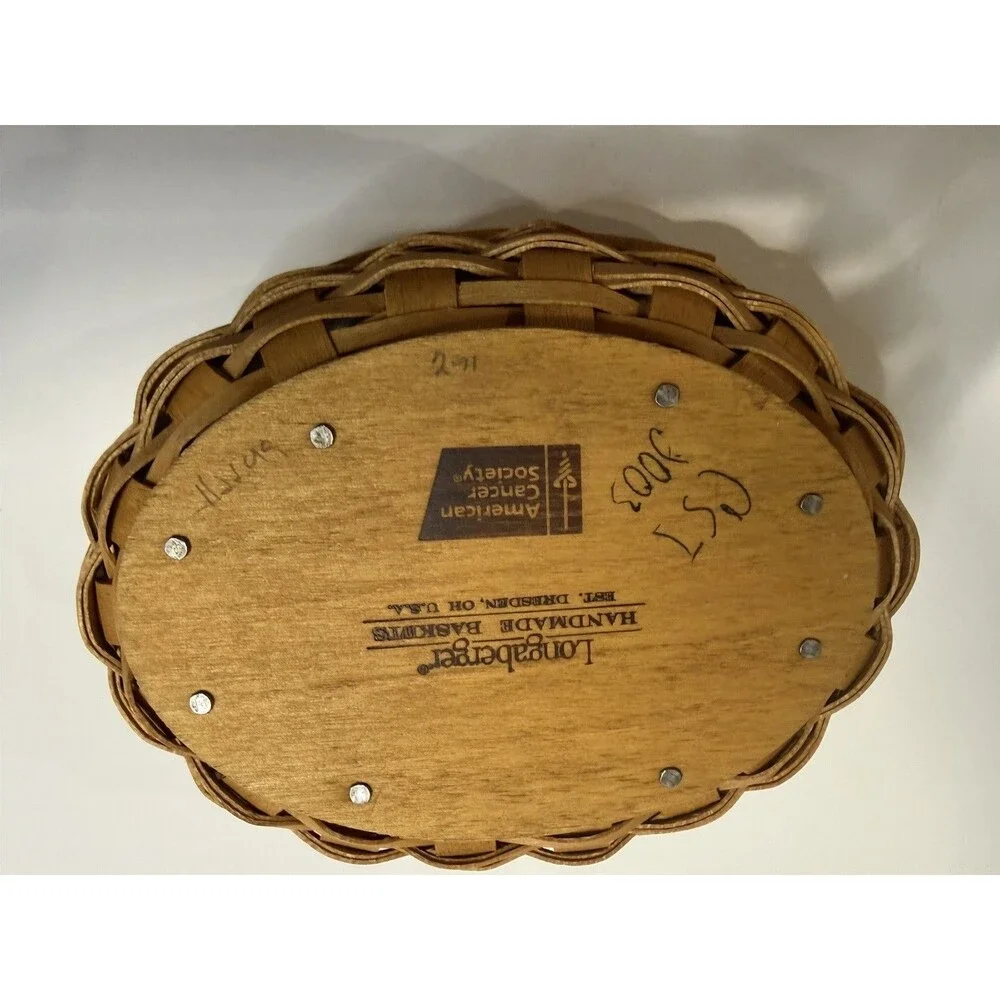Vintage Longaberger Horizon of Hope Basket w/ Protector, Liner, Lid and Tie On